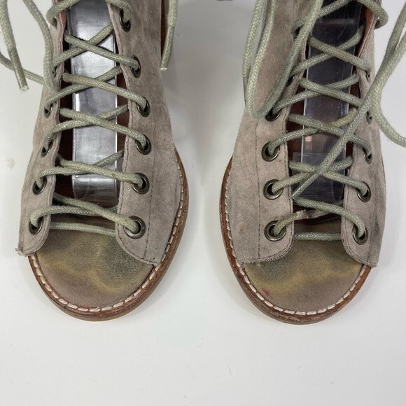 Jeffrey Campbell Cors Peep Toe Lace Up Suede Chunky Stacked Heel Boot Sandals 6 - Picture 8 of 16